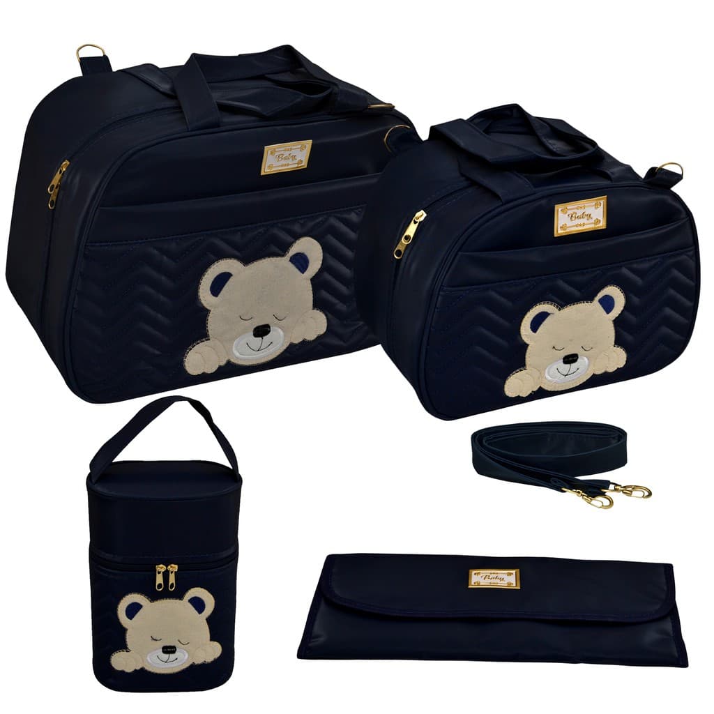 Kit Bolsa/Mala Bebê Maternidade 4 Peças Luxo Menino