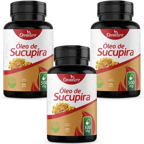 3x Óleo De Sucupira 500mg 100 Cápsulas Denature
