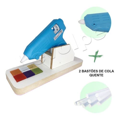 Pistola De Cola Quente Bivolt 13w Com Suporte + 2 Bastões