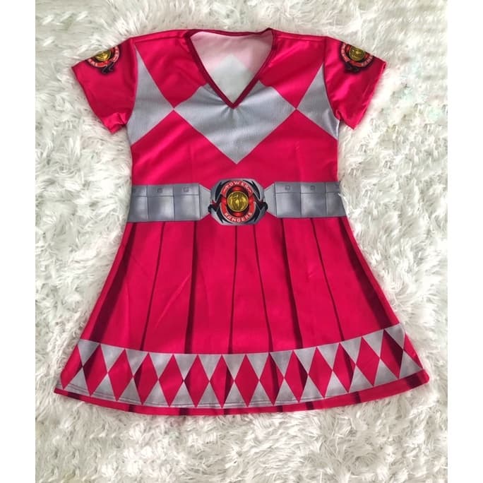 Fantasia Temática Power Ranger Rosa Infantil Feminina Princesa Barato Menina Promoção
