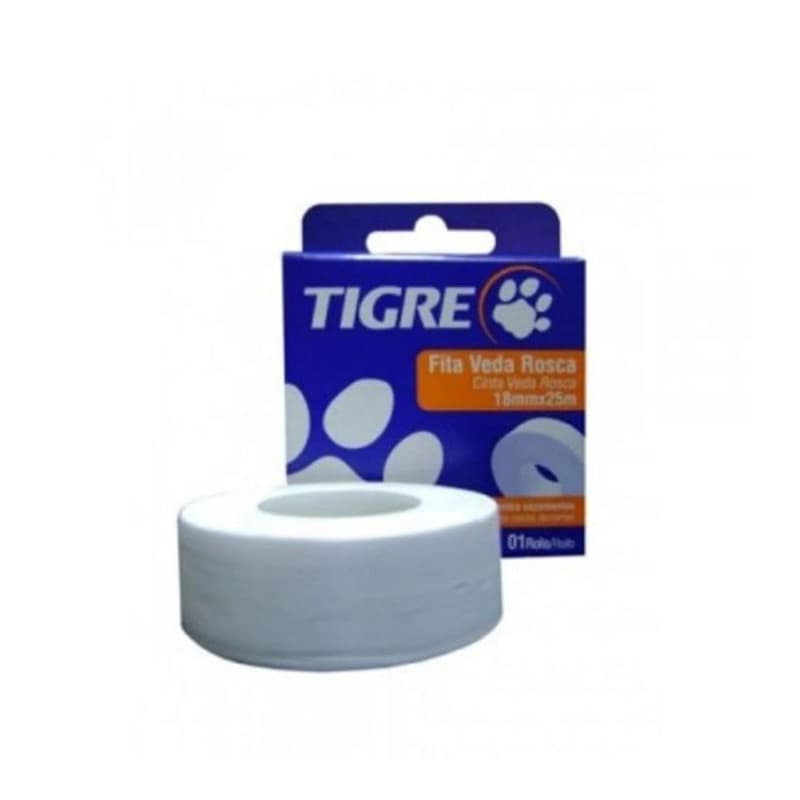 Fita veda rosca teflon TIGRE para torneiras e hidráulica em geral 18mm x 10 metros,  25 metros e 50 metros