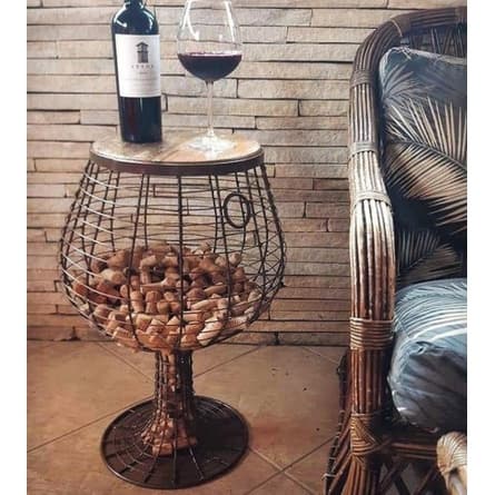 Mesa Para Vinhos Porta Rolha Rústico Artesanato De Ferro Top