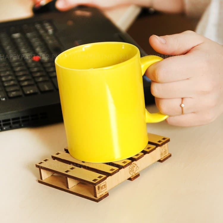Porta Copos Modelo Palete em MDF 3mm para Bebidas Quentes - Artigos Decorativos
