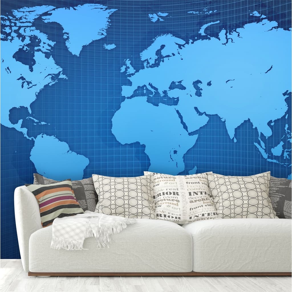 Adesivo Parede Decorativo Mapa Mundi E Brasil Painel Papel Parede Gigante GG43
