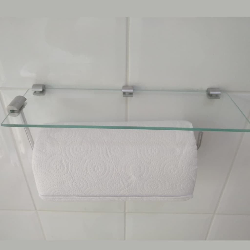 Porta Papel Toalha com prateleira de Vidro  para objeto e decoração