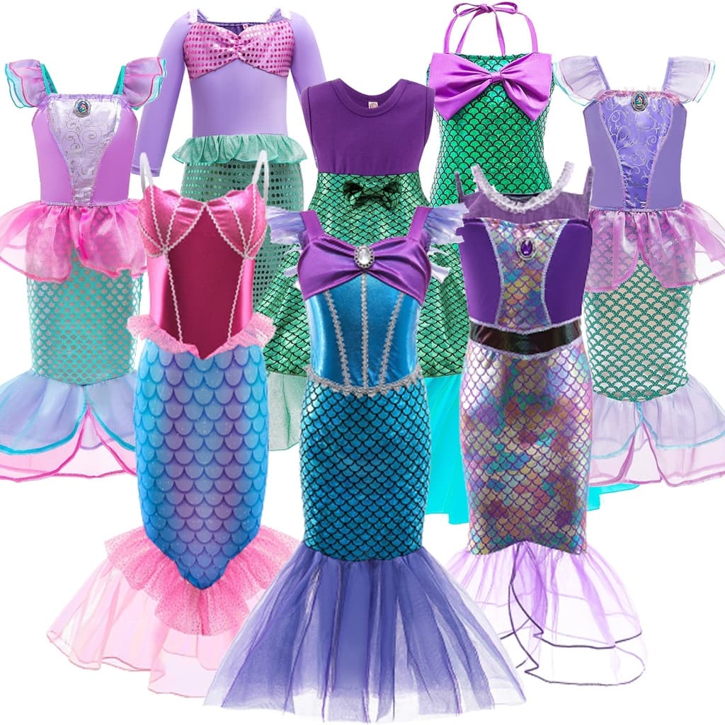 Vestido Sereia Infantil Ariel Traje De Aniversário Festa De Princesa