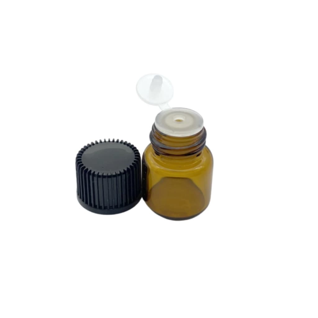 10 Frascos Vidro Âmbar Gotejador 3ml Tampa Preta Fecho Plug