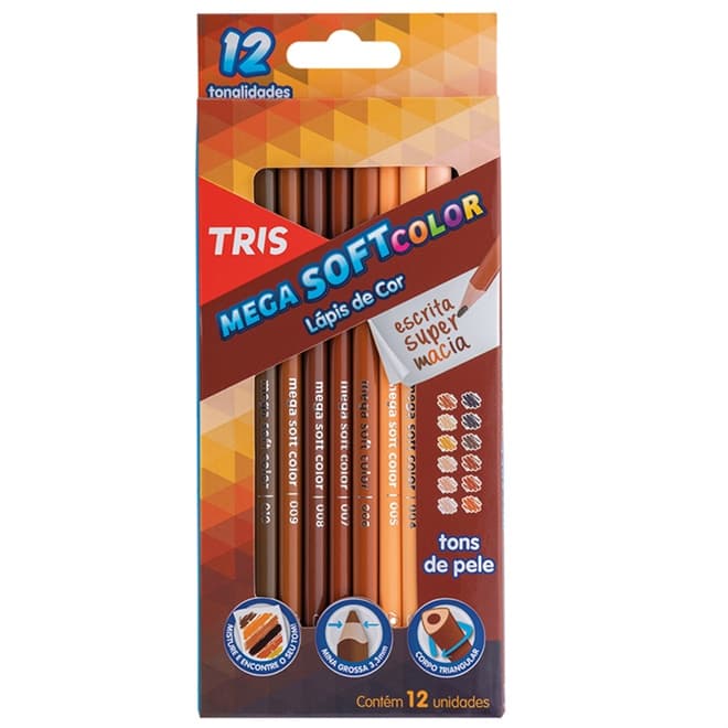 Lapis Cor mega Soft Color 12 Cores Tons De Pele Escrita Macia