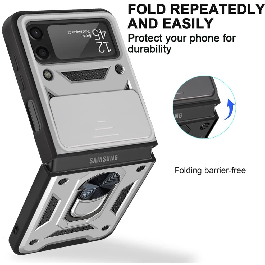 Capa Para Samsung Galaxy Z Flip 3 4 5 6 7 Caso Duro Push-pull Proteger camer Com Suporte De Telefone