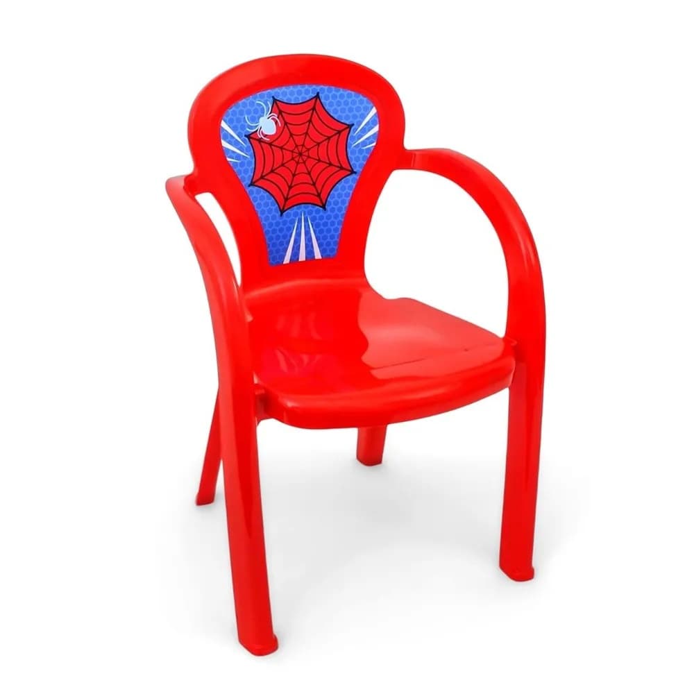 CADEIRA INFANTIL DECORADA DE PERSONAGENS TEIA VERMELHO