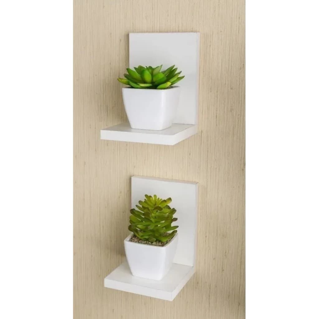 kit 2 Prateleiras decorativas em L para plantas e mini vasos de plantas. 2 unidades