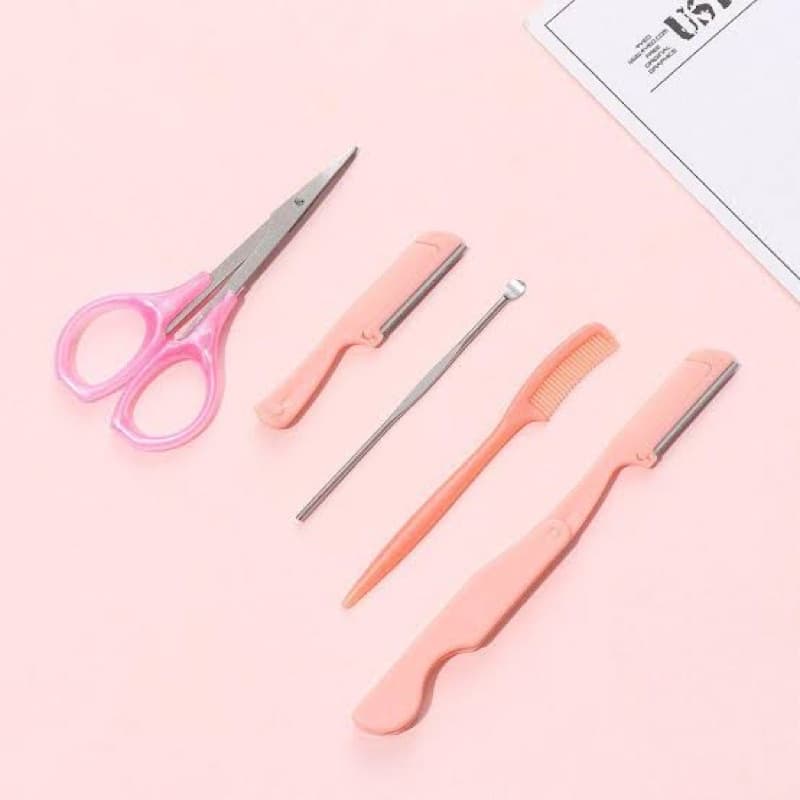 Kit Sobrancelha perfeitas profissional com 2 navalhas, espatula de inox, tesoura, pente , design