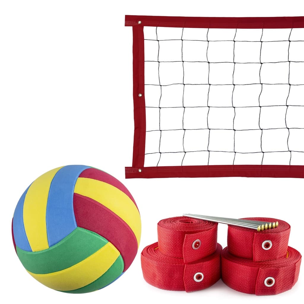 Kit Rede De Vôlei 5 Metros + Marcação Vermelha + Bola - Evo Sports