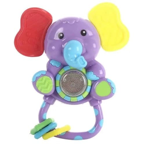 Chocalho Com Som E Luz Para Bebês Mordedor Musical Elefante