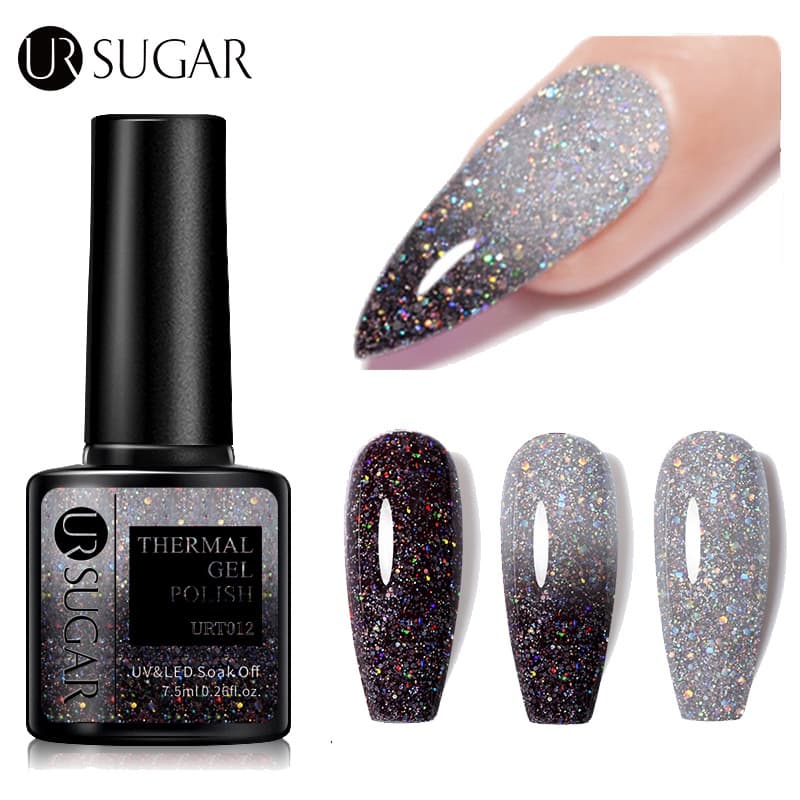 UR SUGAR Glitter Térmico Gel UV Mudança de Temperatura Nail Art Esmaltes