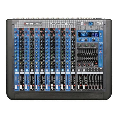 Mesa de som 12 canais Arcano TOMP-12 duplo EQ 256 DSP efeitos USB