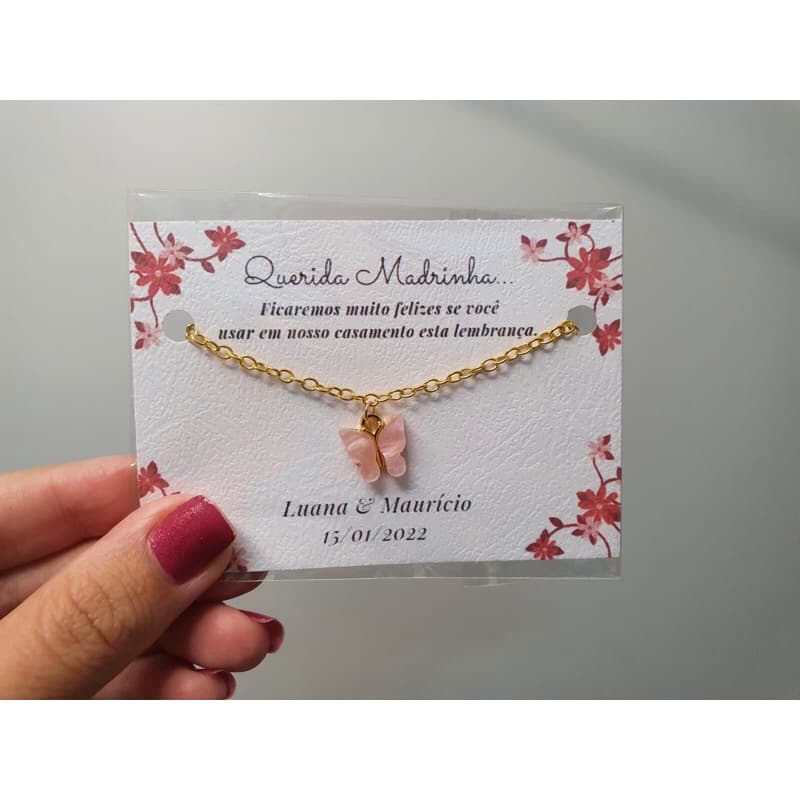 pulseira com borboleta para presentear madrinha e dama de casamento