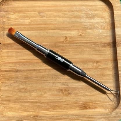 Pincel duplo Nº6 preto com espalhador de fibra polygel