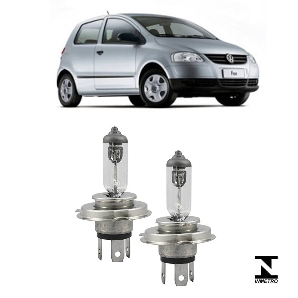 Par Lampada H4 Farol Vw Fox Foco Simples 2003 Até 2009 60/55