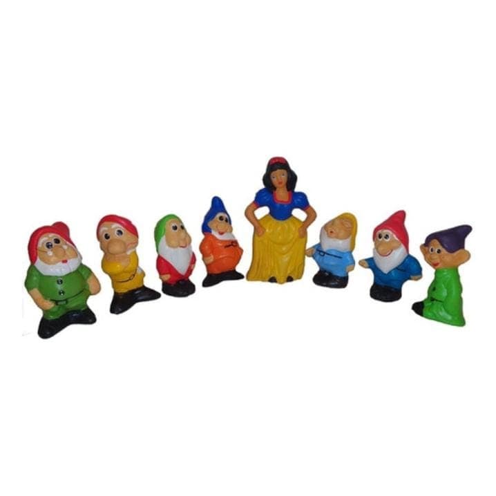 Branca De Neve 7 Anões Em Cerâmica Para Jardim E Festa 32cm