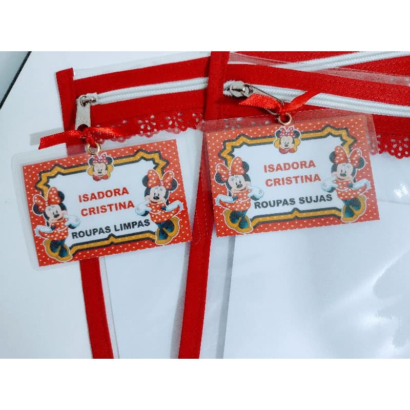 kit 2 Saquinhos para Roupas Limpas e Roupas Sujas ( Impermeável) Com Tag Plastificada COM NOME 🥰