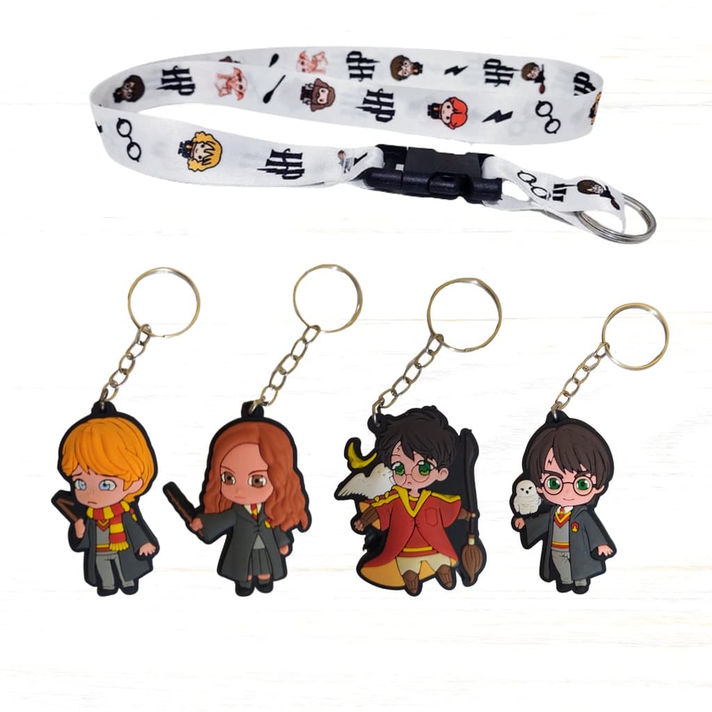 Kit Chaveiro Cordão Moto e Pescoço Fecho Engate Rápido Crachá + Chaveiro Emborrachado personagens