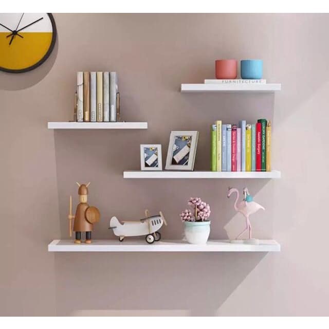 Kit 4 Nicho Prateleira Reta Mdf De Parede 30\40\50\60 Decorativo Multiuso Branco