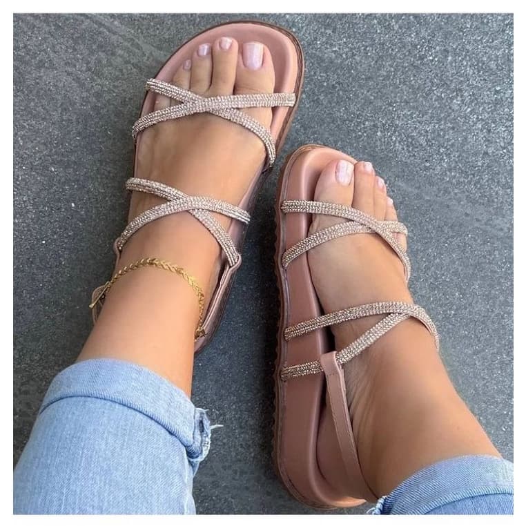 birken papate sandalia  feminina confortável estilosa de pedraria flatform