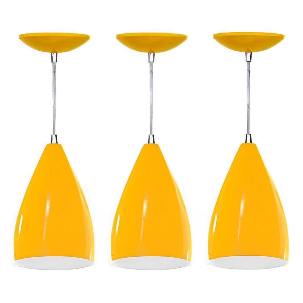 Kits 3 Lustres  Vegas Luminarias  premium  (Amarelo In Branco)