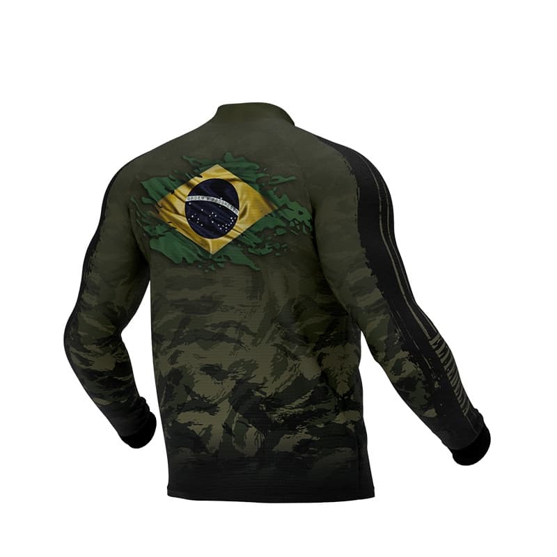 Camisa Manga Longa Dry Fit Proteção Uv Bandeira Do Brasil Tiro esportivo pesca PRESA VIVA ELITEDELTA