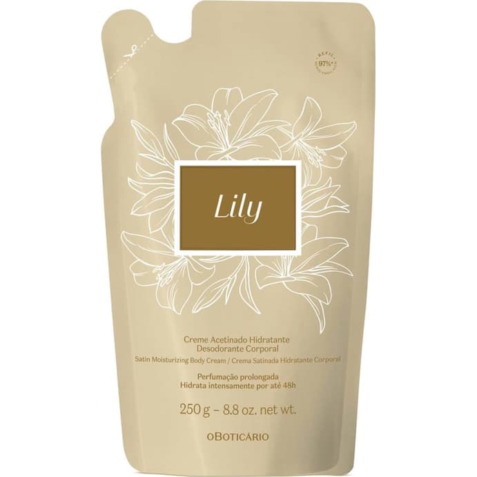 Refil Creme Acetinado Hidratante Corporal Lily 250g - O Boticário