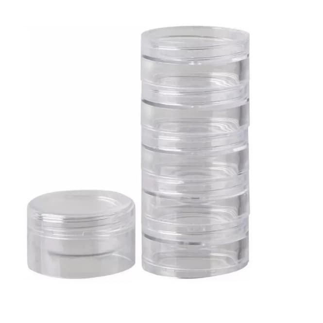 Torre De Pote Com Cinco Unidades Tampa Rosqueável e colher Para Armazenar Gel/ Glitter/ Pedraria/ Cílios de Acrílico