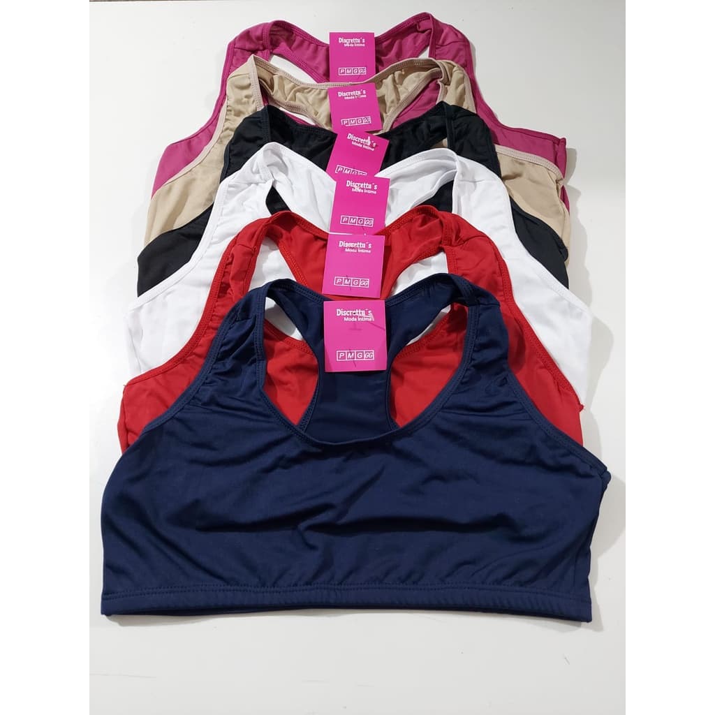 Kit 7 Top Reforçado Feminino Nadador Sem Bojo Liso Atacado Revenda DUPLO TECICO