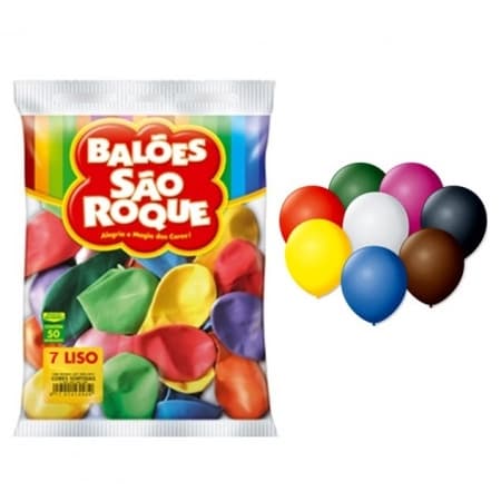 Balão São Roque Látex N 7 com 50 unidades bexiga promoção numero 7