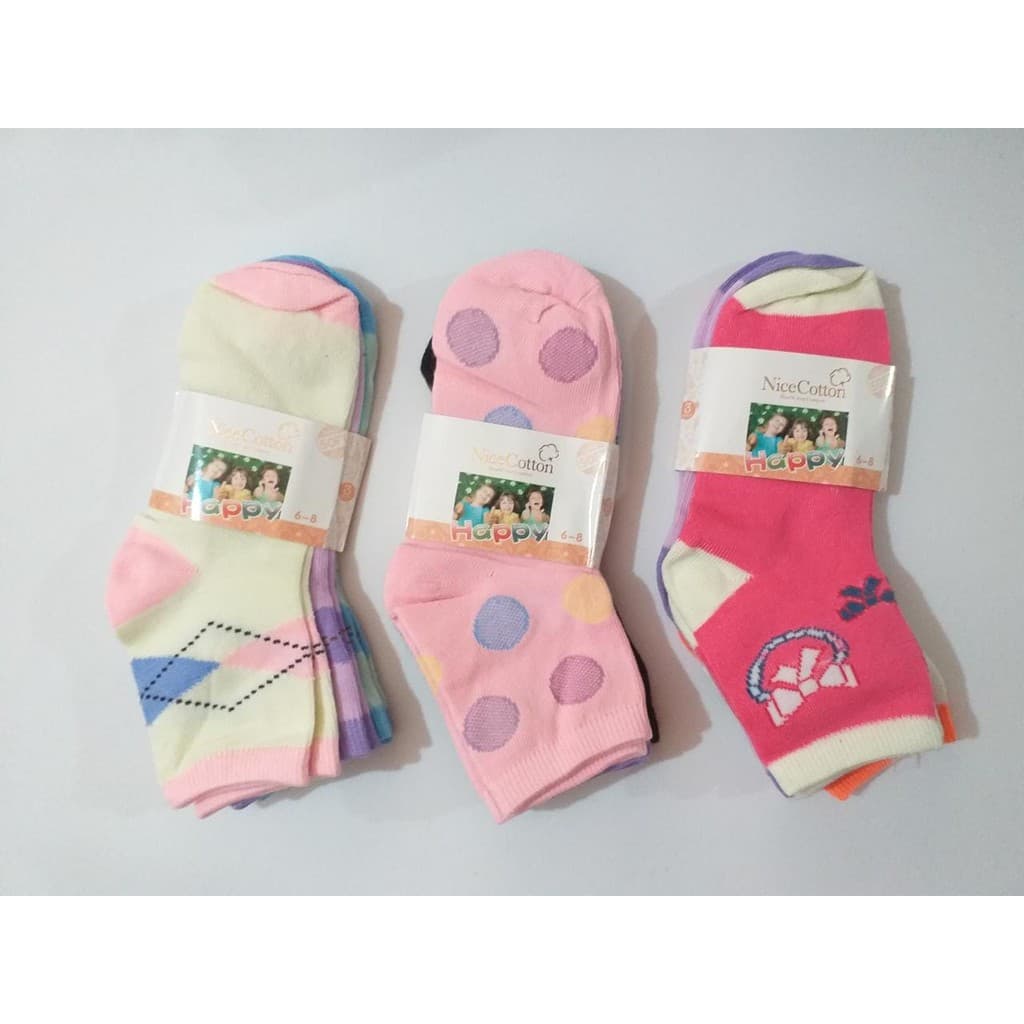 3 Pares Meia Infantil  Estampada Meia Bebê Menina Criança