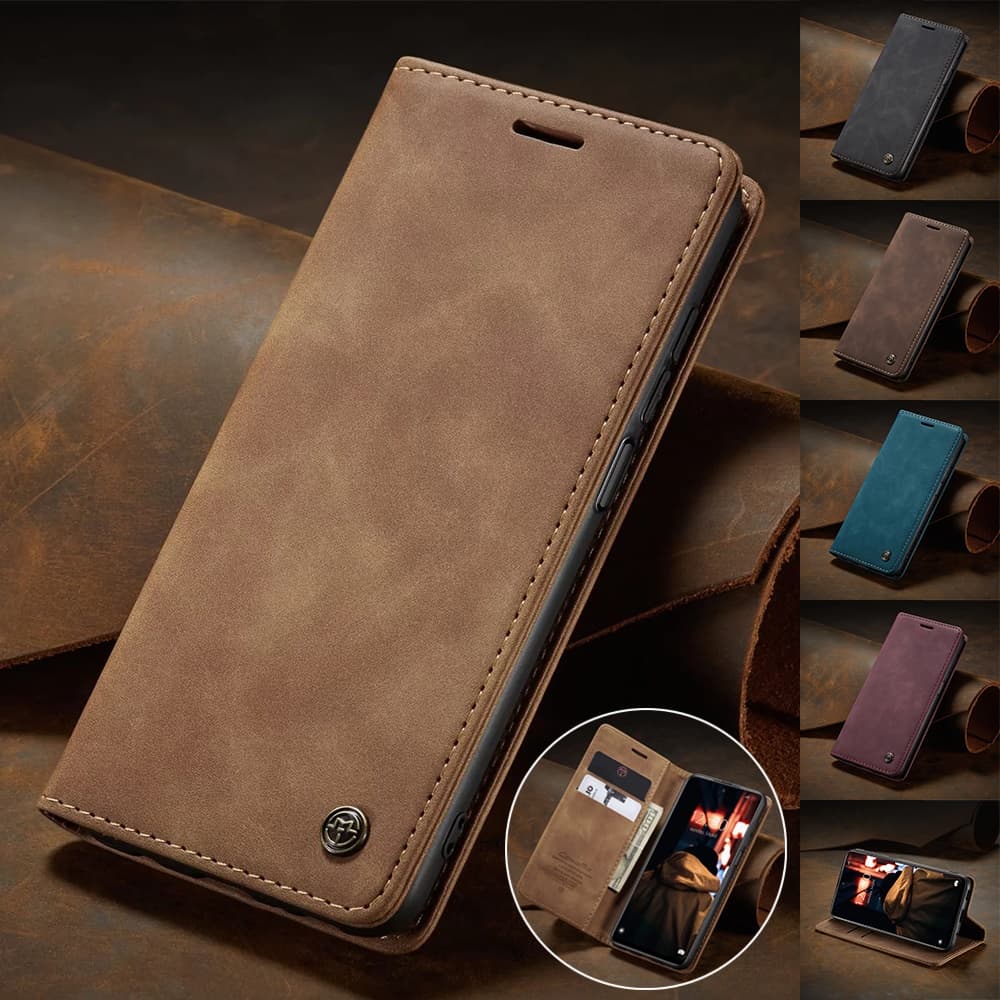 Capa De Couro Fosco Para Xiaomi Redmi Note 12 13 14 Pro Tipo Carteira