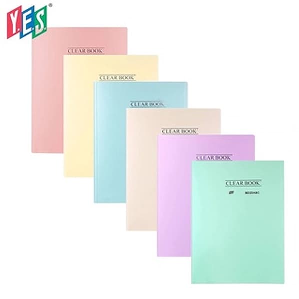Pasta Catalogo Clear book Yes com 20 folhas de plastico tons pasteis A4