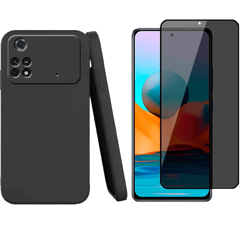 Capa Aveludada Impacto Xiaomi Poco X4 PRO 5G + Pelicula Privacidade Ceramica 9D
