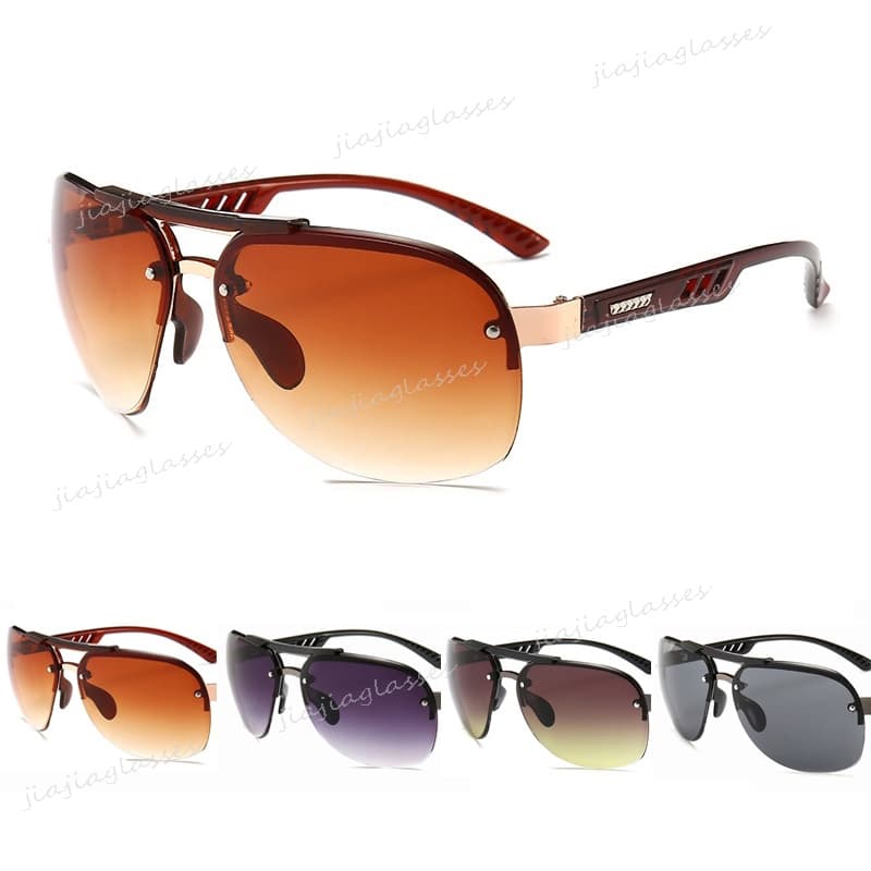 Homens Retro Oval Óculos De Sol Da Moda Espelho Mulheres UV400 Toad Sombra Metade Quadro Aviador Ao Ar Livre