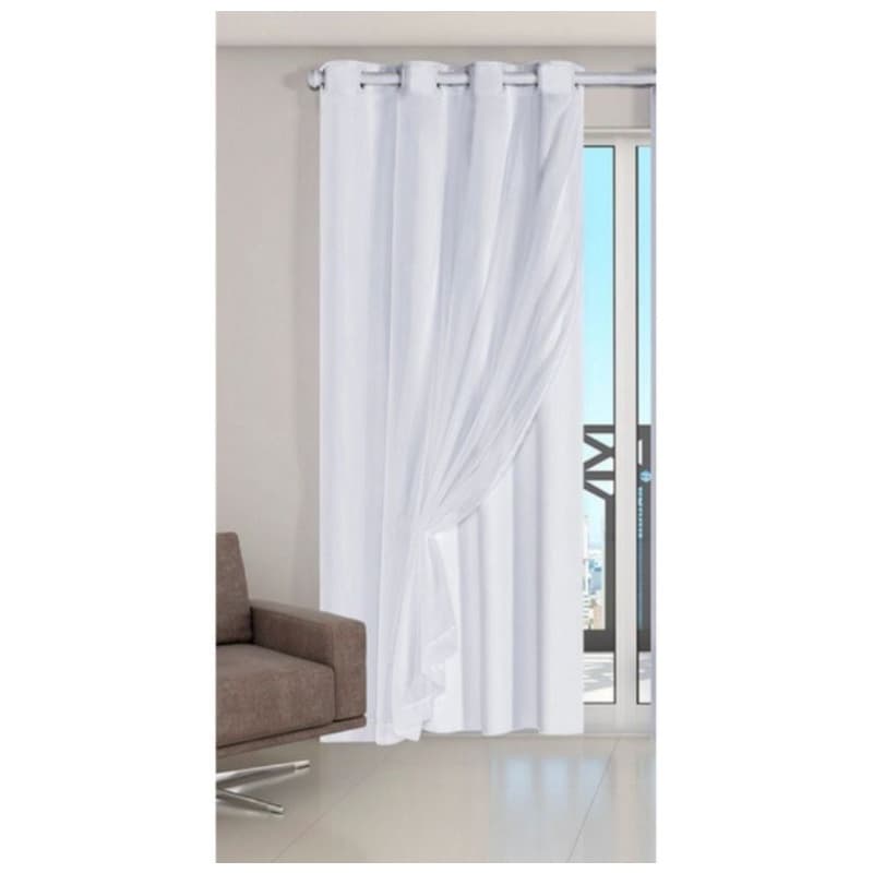 Cortina Blackout PVC Com voil liso sala ou Quarto 1,50 lar × 2,60 alt -PROMOÇÃO