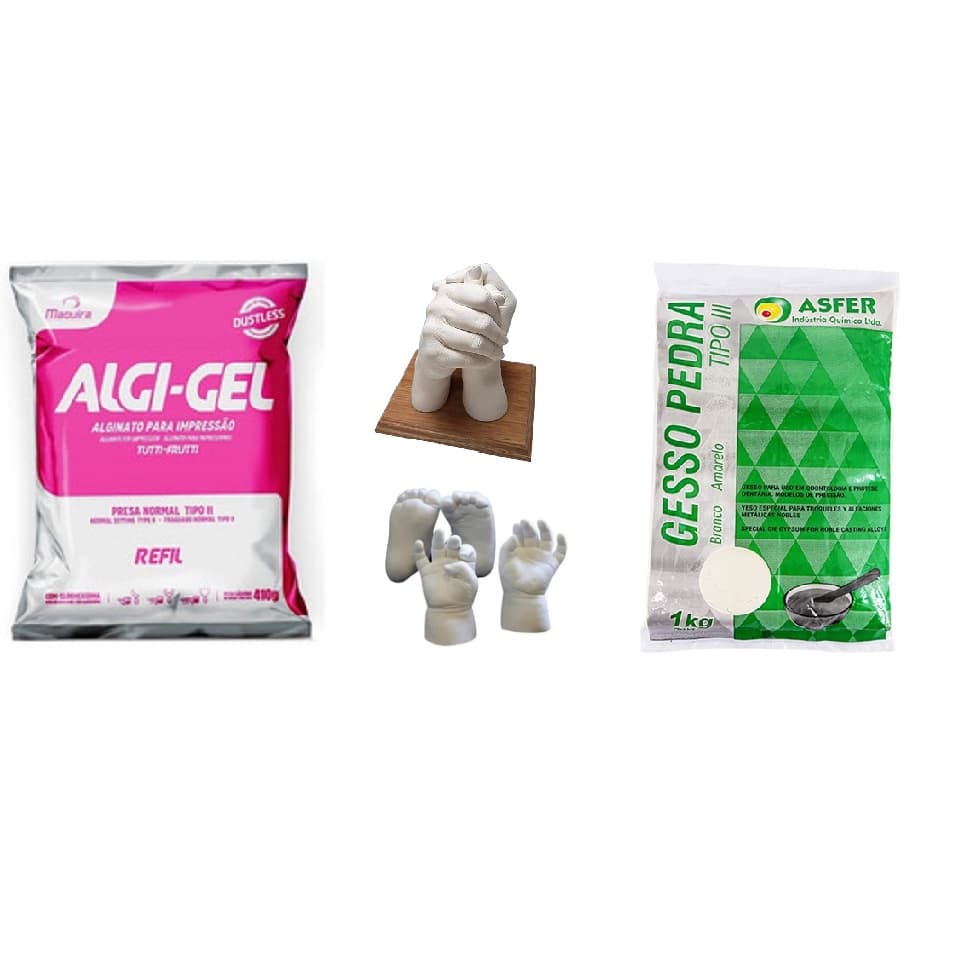 Kit Para Moldar Alginato Algigel E Gesso Pedra Branco