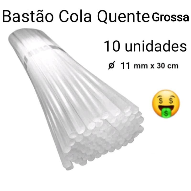 Cola Quente Grossa Transparente 11mm X 30cm 10 Unidades A Magia do Artesanato Sem Fronteiras
