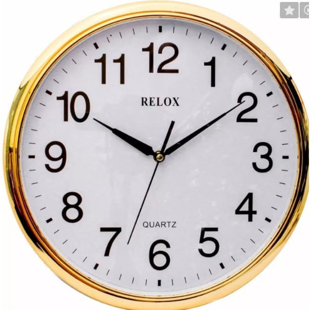 Relogio De Parede Grande Branco E Dourado 36x36cm Lindo !