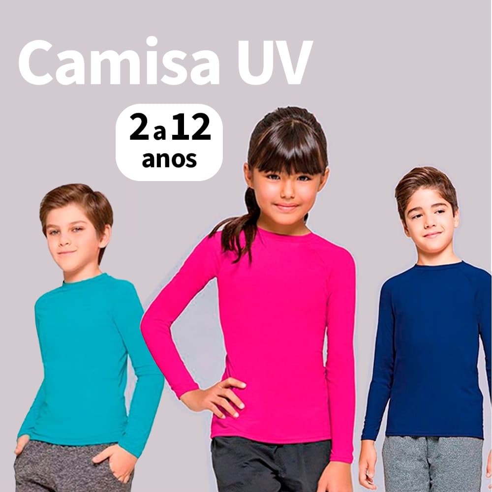 Camisa UV Infantil - 2 a 12 anos -  Masculino e feminina - Menino - bebe - Blusa UV