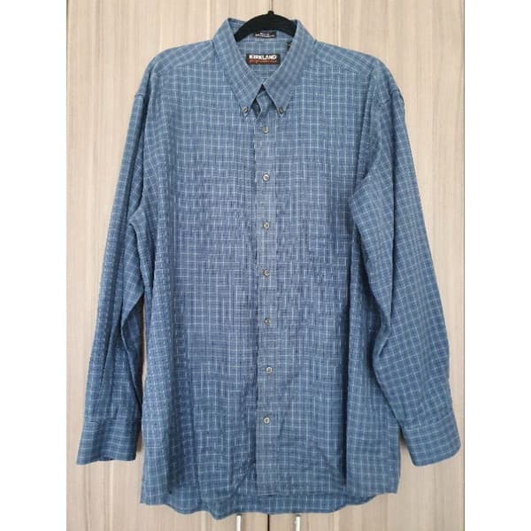 camisa listrada masculina, de manga longa, tamanho XL/GG.