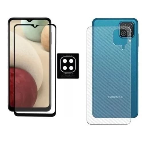 Kit Pelicula 3d Vidro +pl Tras+ Pl Camera P/galaxy A12 6.5