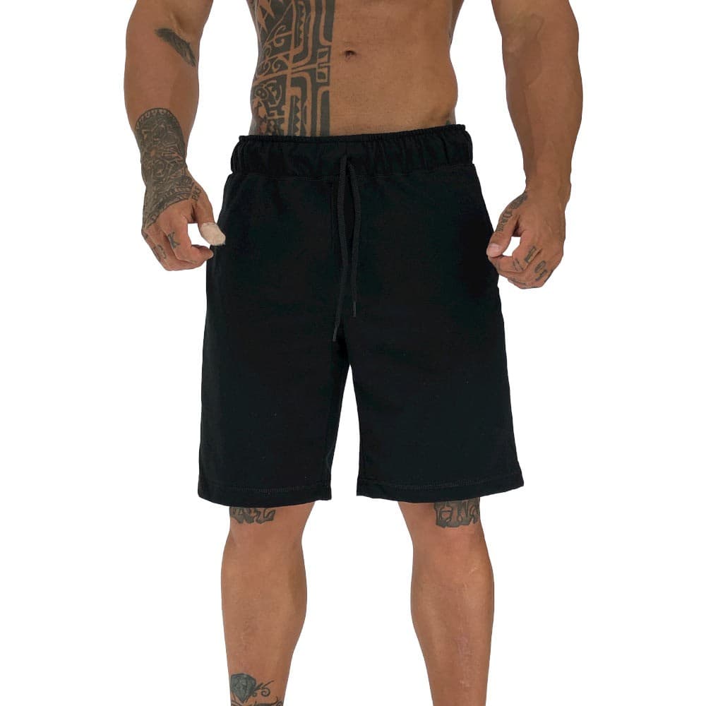 Bermuda Masculina Moletinho MXD Conceito Preta Academias Esportivas Casuais Bolso Lateral Varejo/Atacado