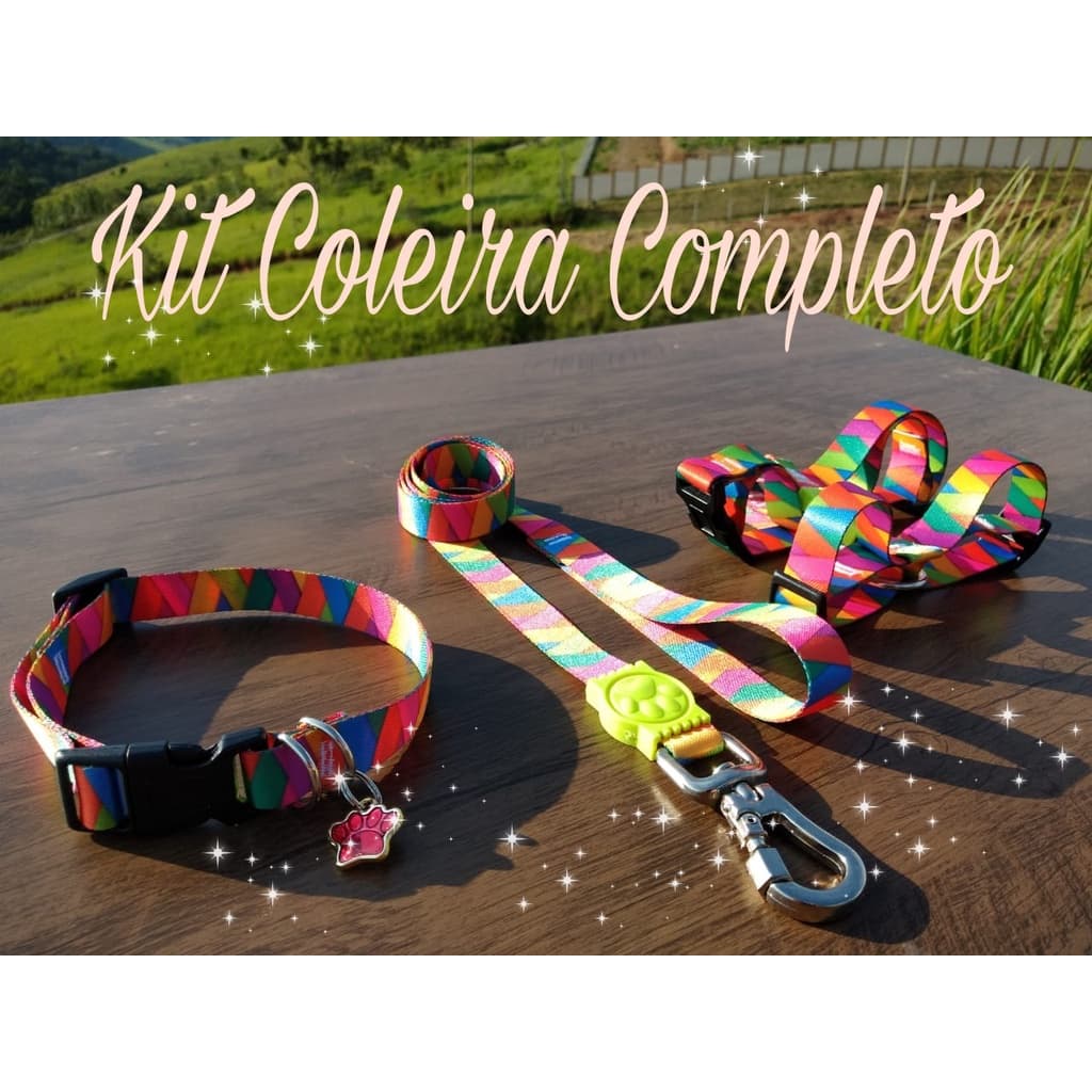 Kit Coleira Peitoral Completo Guia + Coleira de Pescoço, Coleira para Cachorro Coleira para Cão