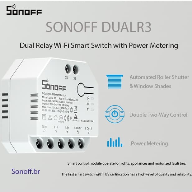 SONOFF DUALR3 Dual Módulo De Relé Wi-Fi DIY MINI Interruptor De Duas Vias Medidor De Energia 2 Gang/Way Switch Tempo De Casa Inteligente eWeLink APP