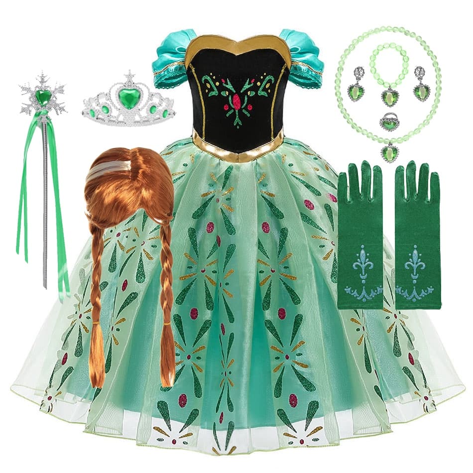 Fantasia Crianças Princesa Festa De Aniversário Vestido Anna/Fantasia de princesa Anna para meninas cosplay